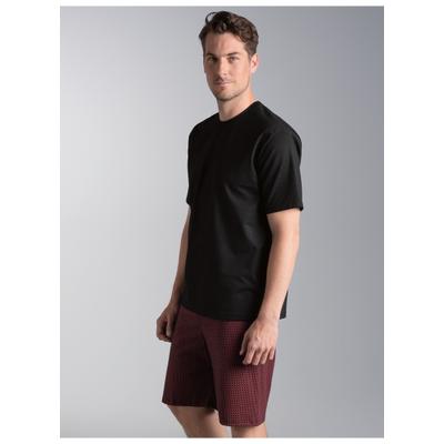 Schlafanzug TRIGEMA "TRIGEMA Shorty-Pyjama mit Kettenmuster", Herren, Gr. XL, schwarz, Single Jersey, 100% Baumwolle, Homewear-Sets Schlafanzug