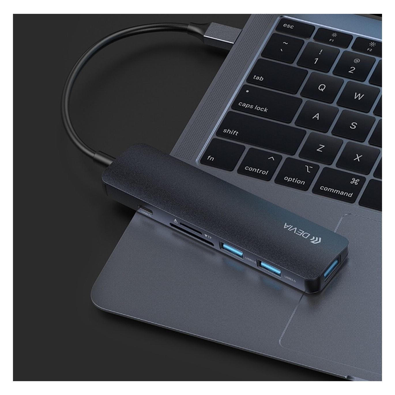 Devia Leopard USB 3.2 Gen 1 (3.1 Gen 1) Type-C Grey (USB-C, 4 Ports) (2390294)
