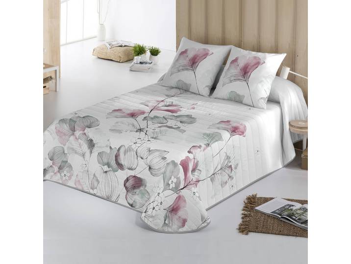 Couvre-lit matelassé imprimé bourgeons - Blancheporte