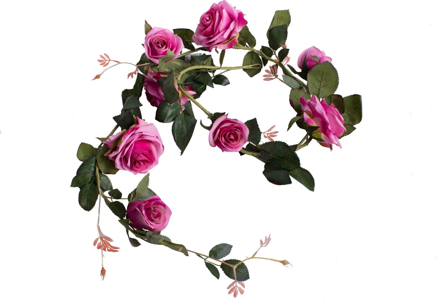 Kunstblume BOTANIC-HAUS "Rosengirlande Dijon", rosa, B:10cm H:10cm T:140cm Ø:10cm, Kunststoff, Kunstpflanzen