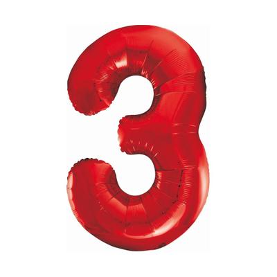 XL Folienballon Zahl 3 rot 85 cm
