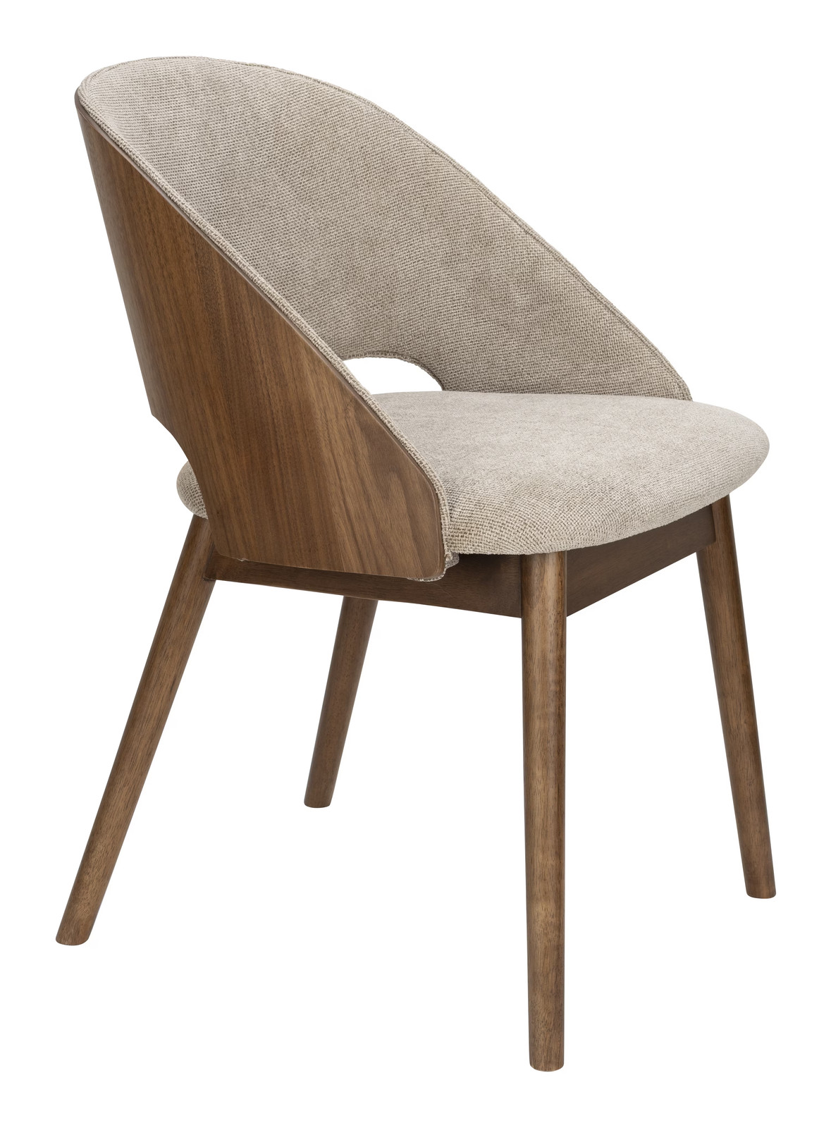 Dutchbone Eetkamerstoel Velore met geweven stof en hout - Beige