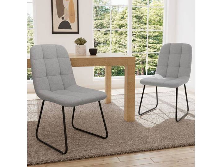 JIEXI Chaise de salle à manger rembourrée gris structure métallique noire hauteur d'assise 47 cm