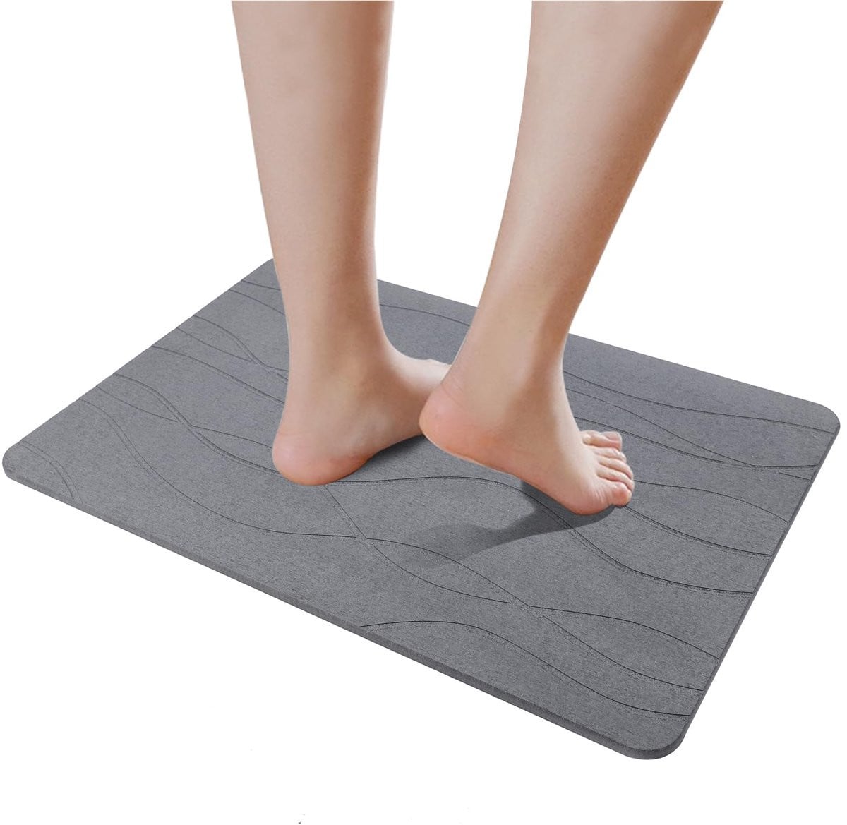 Badmat Kiezelsteen Grijs - Antislip en Sneldrogende Badkamermat - 40 x 60 cm