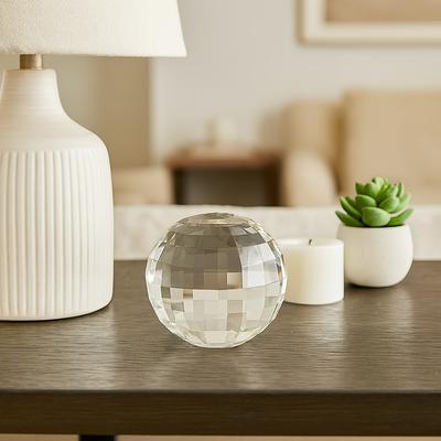 Sagebrook Home "Glass Crystal Modern Faceted Design Orb - Clear, 5"""