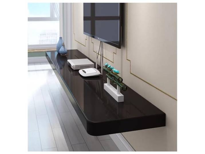 Sxlawesom TV-Regal Wanddekoration Wandmontiertes, schwebendes TV-Lowboard Medienkonsole aus Holz für das Wohnzimmer Schweberegal(Schwarz,180x24x2.5cm)