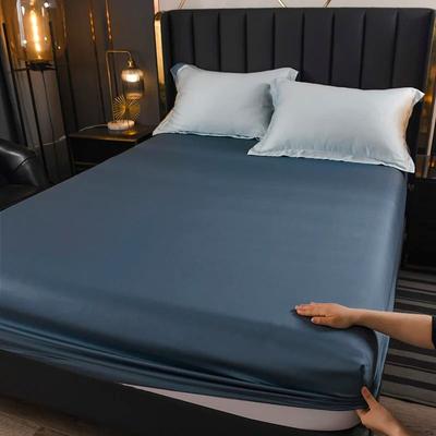 Uplift Picks Mulberry Silk Fitted Sheet Soft Elastic Silk Mattress Cover dark Blue custom Size