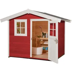 Weka Gartenhaus 123 - 28 mm schwedenrot 240 x 235 cm inkl. Einzeltür/Fenster (Gr. 2) - 50 % Rabatt auf Dacheindeckung