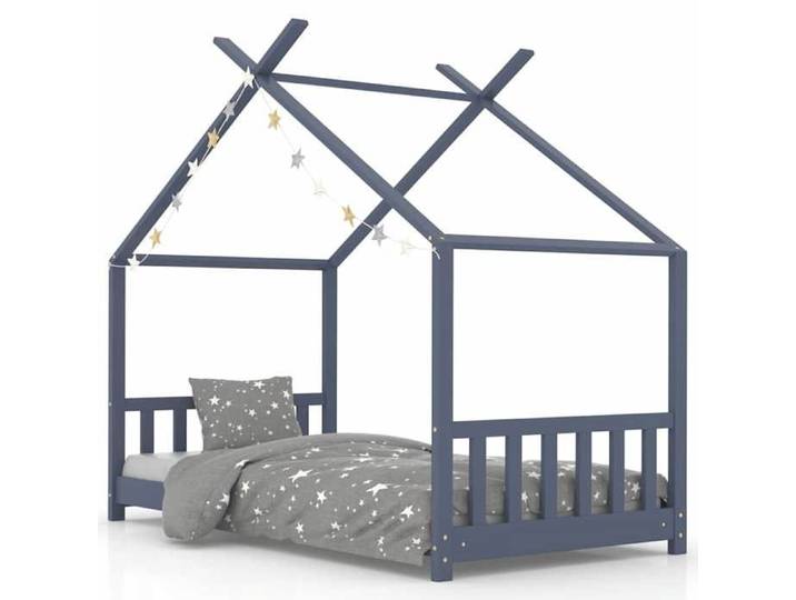 Lit Jeune - VIDAXL - Contemporain - Bois de pin massif - 80x160 cm - Gris