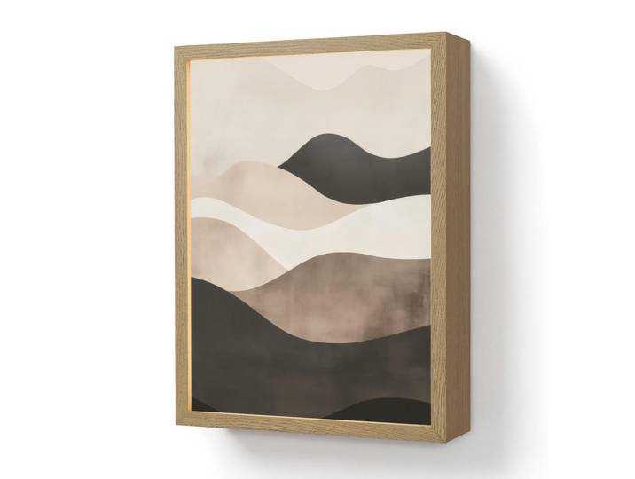 OnlyWow Wandleuchte MIT Akku Abstrakt - Landschaft - Wellen - Cremefarben 30x40 cm, Graubraun, Rechteckig, LED integrated, 30x40x8 cm, Lampen & Leuchten, Innenbeleuchtung, Wandleuchten