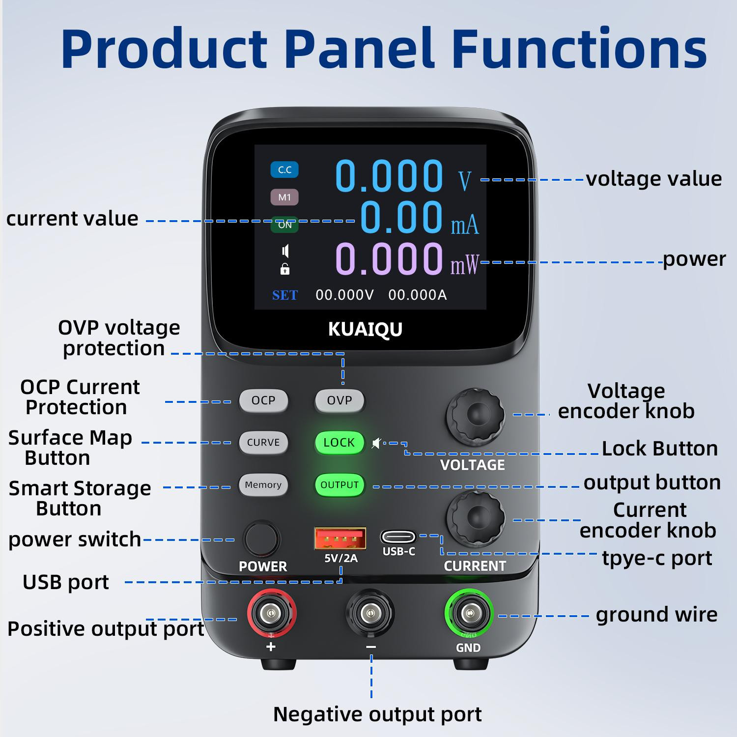 Selius DC Voeding SPPS-K305R 3 Port Instelbare Desktop Voeding
