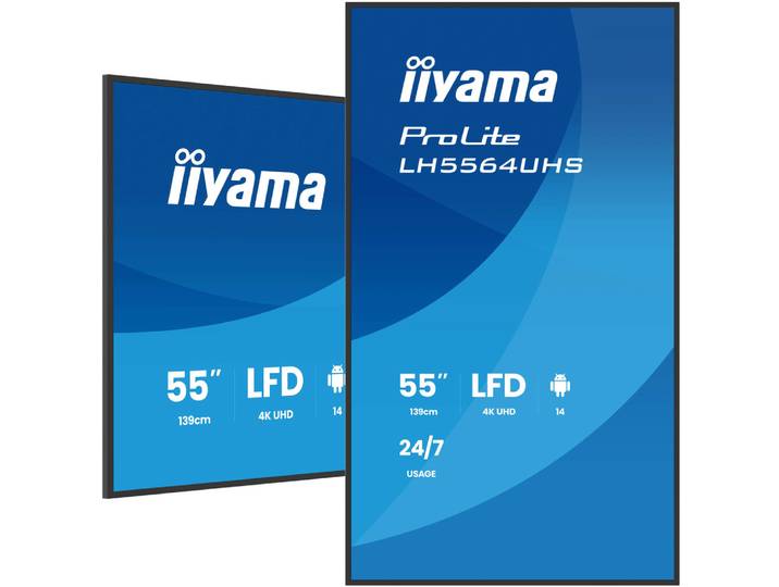 iiyama LH5564UHS-B1AG, Écran plat de signalisation numérique, 139,7 cm (55'), 3840 x 2160 pixels, Wifi, 24/7