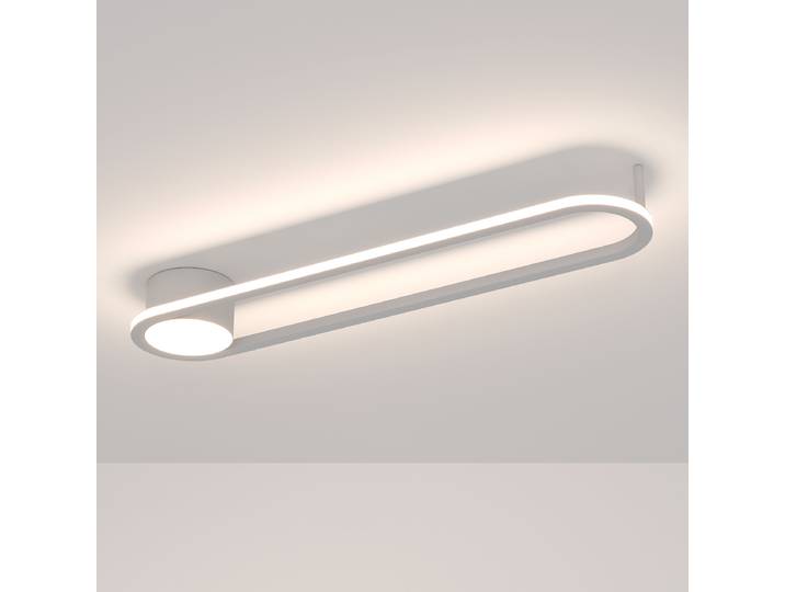 Plafonnier LED 50 x 13 x 6cm Argenté/Blanc Aluminium / acier laqué Polycarbonate LED Module LED