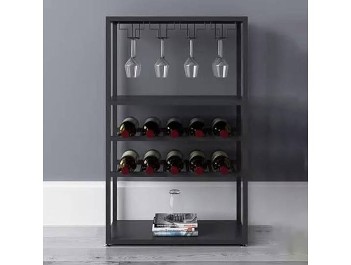 GIZNXBA Weinregal Mit Ablage Flaschenregal Schrank Für Boden 10 Flaschen Weinflaschenregal Metall 2-Tier-Weintisch Mit Regal Für Home Bar Küche Wohnzimmer (Color : /Black)