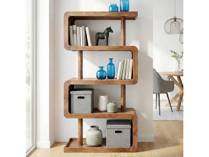 Bibliothèque 160 cm en bois massif, marron