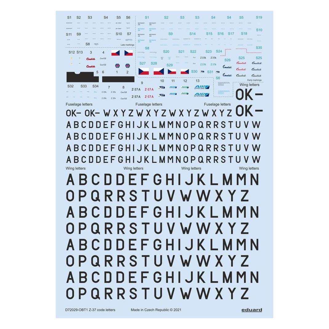 Eduard Z-37 stencils, code letters & labels for (D72029)