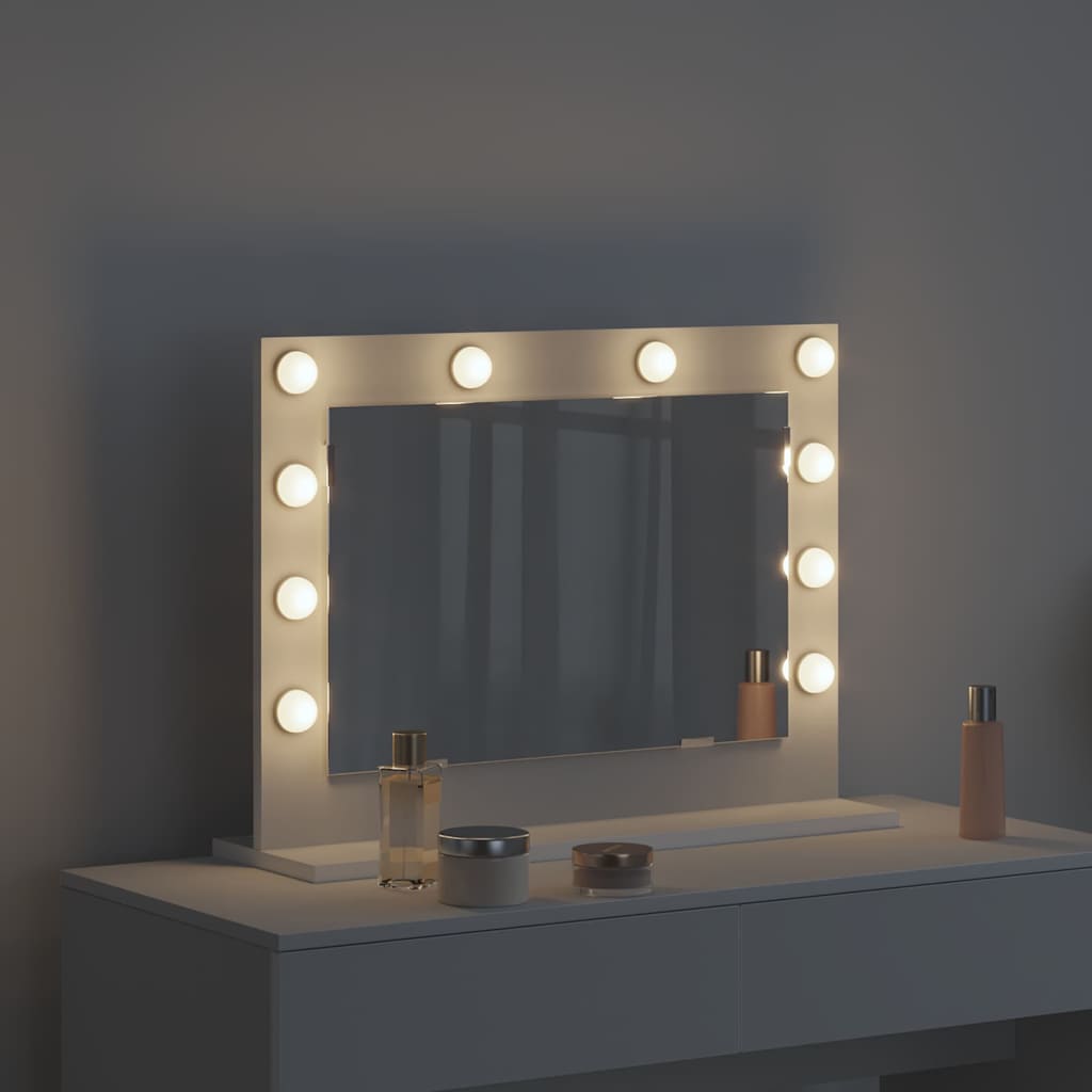 vidaXL Miroir de vanité Blanc 60 x 45 x 18 cm Verre et bois composite