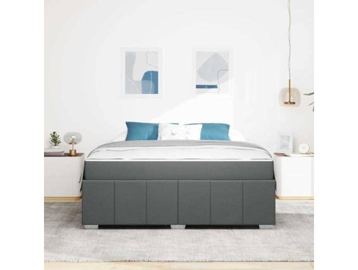 KTHLBRH Doppelbett dunkelgrau 180 x 200 cm mit Matratze Lattenrost, mittelfester Komfort, atmungsaktiver Stoff, technisches Holz, einfache Montage