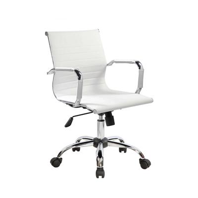 Dmora Bürostuhl Dlemmen, Chefsessel mit Armlehnen, Ergonomischer Bürostuhl, Weiß, 62x54h92/102 cm