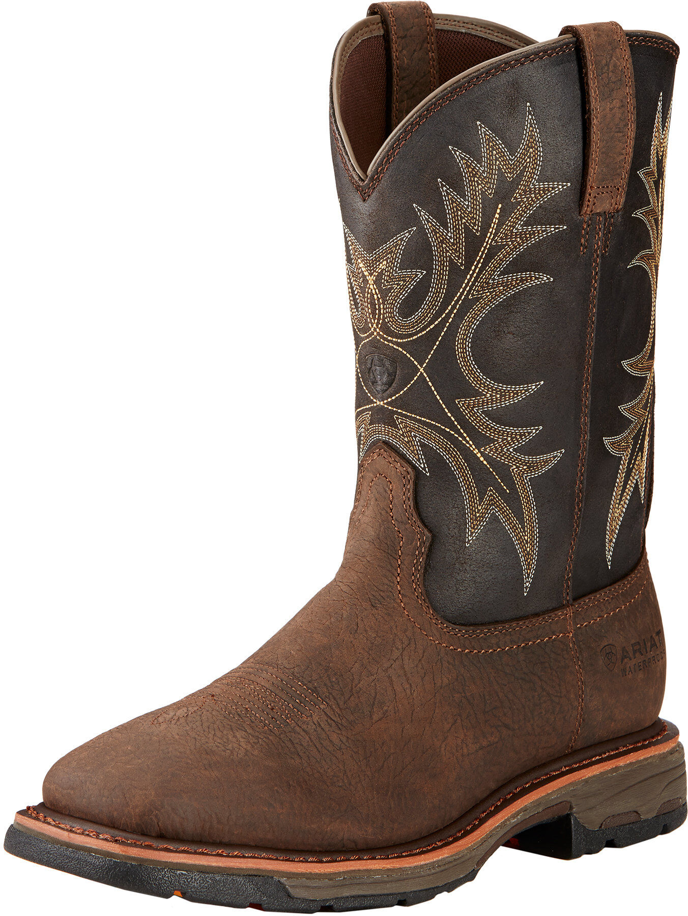 Men's WorkHog Waterproof Work Boots in Bruin Brown, Size: 7.5 EE / Wide by Ariat