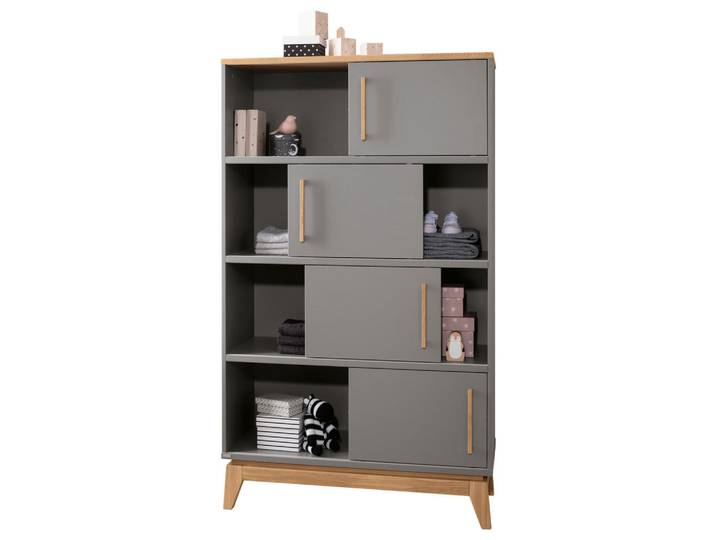 Paidi Regal, Grau, Eichefarben, Holz, Holzwerkstoff, Eiche, massiv, 94.8x161x39.6 cm, Blauer Engel, Goldenes M, Wohnzimmer, Regal, Bücherregale