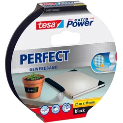 tesa Gewebeband PERFECT 19,0 mm x 25,0 m, schwarz