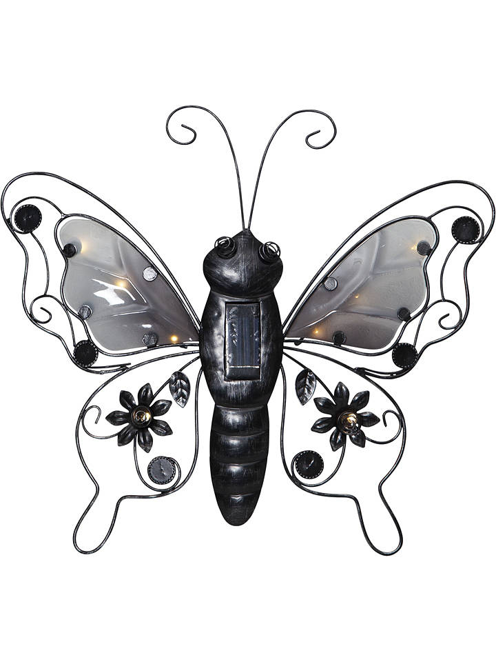 STAR Trading LED-Solar-Dekofigur "Butterfly" in Schwarz - (H)34 cm - onesize