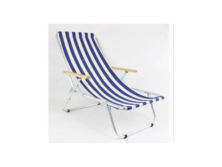 Chaise Longue Pliante de Plage avec Sac de Transport – Transat Rayé Bleu et Blanc en Aluminium Léger et Confortable
