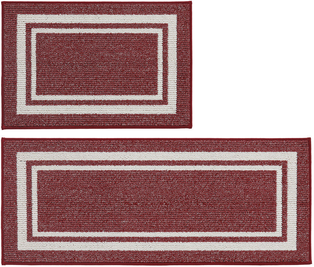 COSY HOMEER Caylon Machine-washable Anti-Fatigue Mat Red Rectangle 60cm x 90cm + 60cm x 150cm