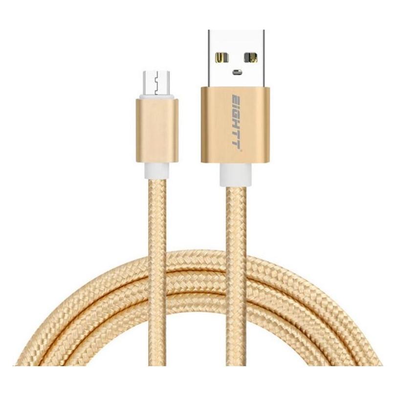 Eightt cable usb a micro usb 1m trenzado nylon oro (1 m, USB 2.0) (ECM-1G)
