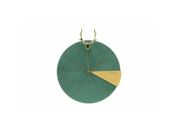 Onzeno Wanduhr Design Grün 40/47 cm, Metall, 40x47x2 cm, Dekoration, Uhren, Wanduhren