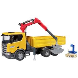 bruder Scania Super 560R Baustellen-LKW mit Kran und 2 Paletten Fertigmodell Nutzfahrzeug Modell 03551