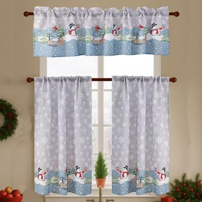 MarCielo Polyester 3 Pcs Christmas Kitchen Curtains Set