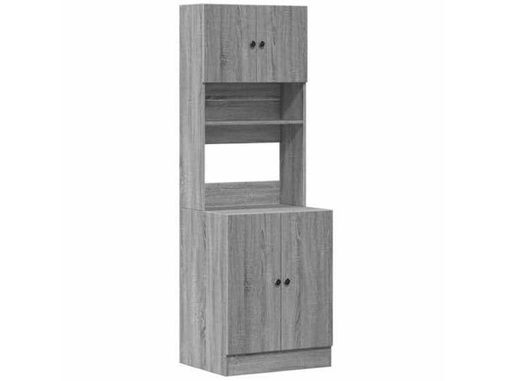 HKTMGDNG Küchenschrank Grau Sonoma 60x50x180 cm Holzwerkstoff Hoher Vorratsschrank mit Türen und Schubladen für Ordnung in Küche, Restaurant und WG. Stabile Aufbewahrung.