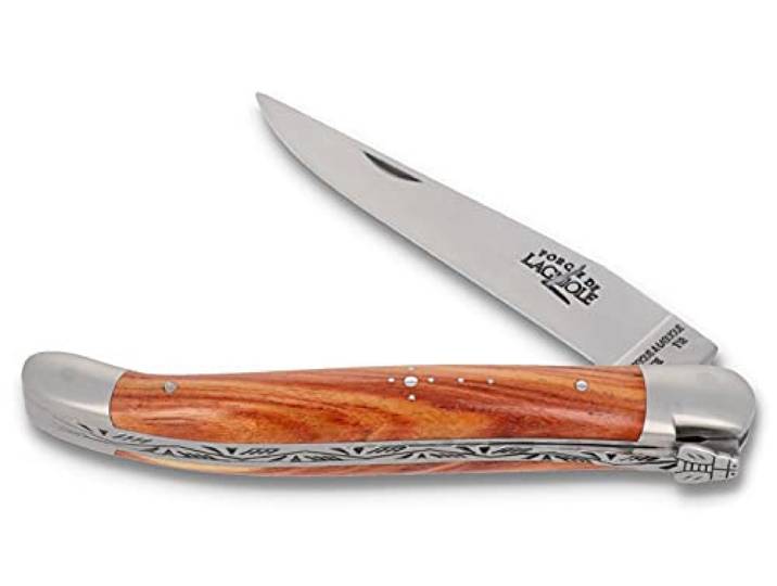 Forge De Laguiole Taschenmesser - 11 cm - Griff Rosenholz - Klinge 9 cm und Backen matt - Hochwertiges Messer Frankreich