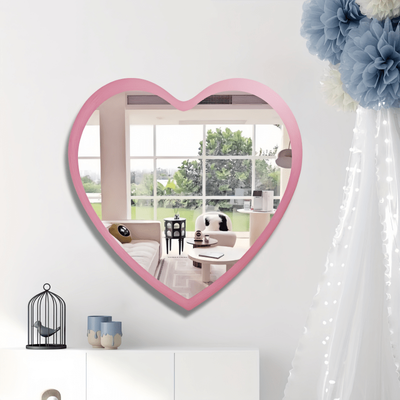 Fusion Finds Heart Shaped Wall Mirror Acrylic Pink Vanity Mirror With Wooden Double Layer Frame Heart Shaped Wall Mirror Acrylic Pink Vanity Mirror With Wooden Double Layer Frame
