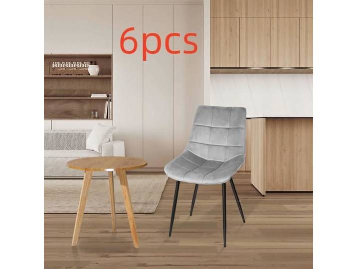 JEOBEST Lot de 6 chaises de salle à manger pieds en fer velouté - chaises gris clair Pour salon cuisine chambre bureau