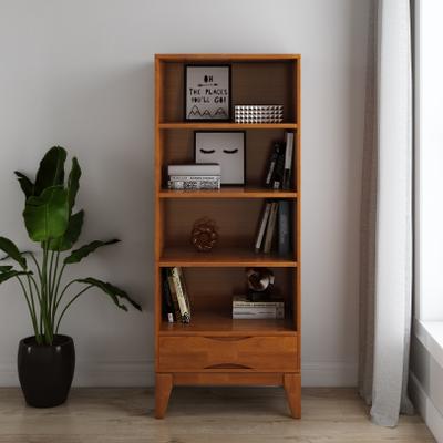 "WYNDENHALL Pearson SOLID HARDWOOD 60 x 24 inch Mid Century Modern Bookcase with Storage - 24""w x 16""d x 60""h"