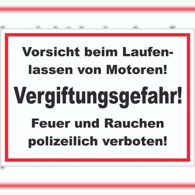 HB-Druck Vorsicht beim laufen lassen von Motoren Aufkleber A0 (841x1189mm)
