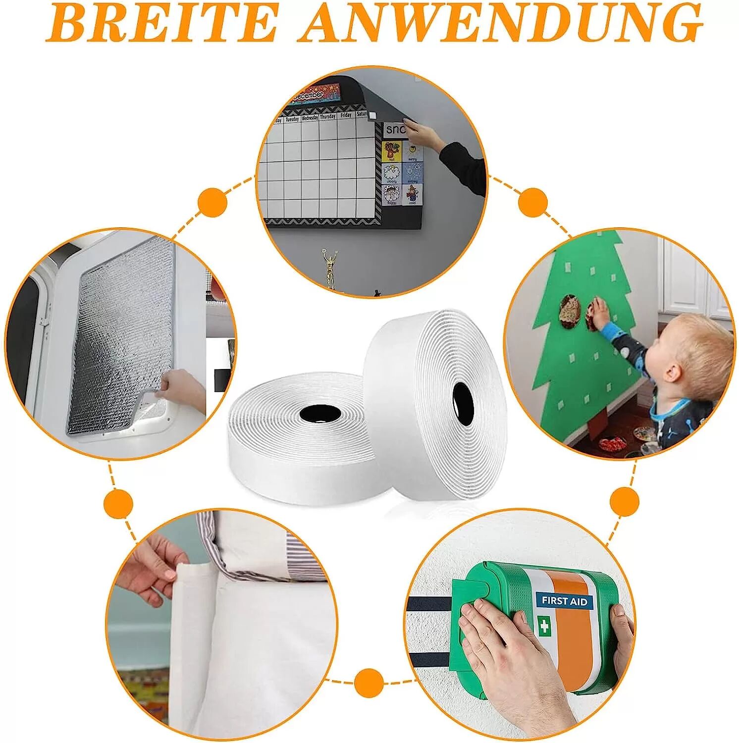 INF Klettband mit selbstklebendem Klebeband 3 cm / 8 m