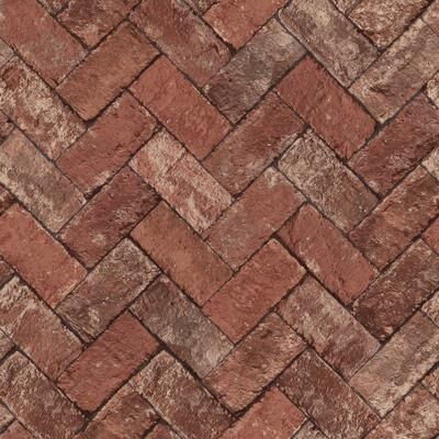Galerie Wallcoverings Just Kitchens Herringbone Brick Design Vinyl on Non-woven Matte Wallpaper Roll