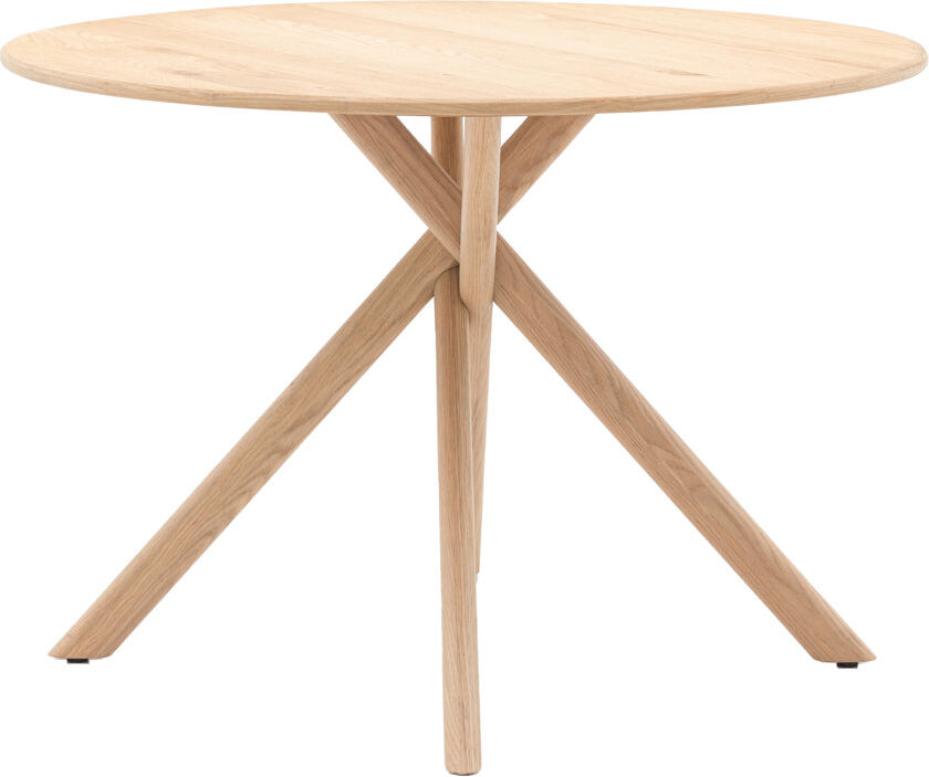 Fjørde & Co Rubberwood Round Dining Table with Wood Base White Wood