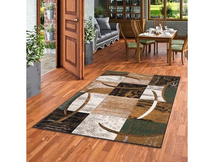 Pergamon Designer Teppich Modern Wohnzimmer Schlafzimmer Esszimmer Kurzflor Brilliant Beige Grün Trend