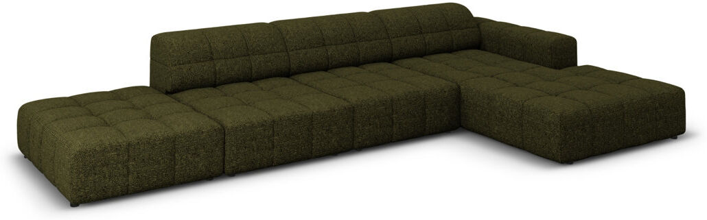 Micadoni Home Chicago 5 Seater Corner Sofa Green 70cm H X 866.14cm W X 421.64cm D