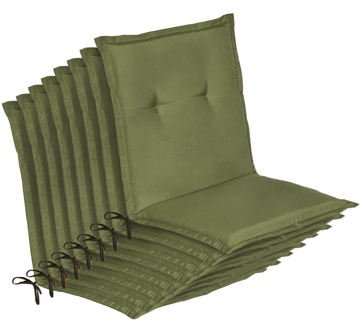 Beautissu set van 8 lage rugleuningkussens model Loft NL, olijfgroen, B: 100 cm, D: 50 cm, H: 6 cm
