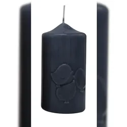 Kerze "Küken" Blau-Grau gelackt 120 x Ø 60 mm, 1 Stück