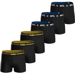 NFL Herren Boxershorts, 6er Pack - NFL Teams, Boxers, Football, Logo, Baumwollmischung, Größe L in Pittsburgh Steelers/Schwarz Pittsburgh Steelers/Schwarz