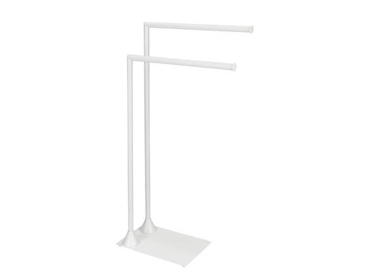 WENKO Porte-serviettes Hella\, porte-serviettes sur pied\, 2 bras\, pour la salle de bains et les pièces à vivre\, portemanteau\, acier laqué\, blanc mat