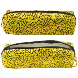 Federmäppchen mit einem Fach für Schule und Büro, holografisches Muster, Gold, 20 x 6,5 cm