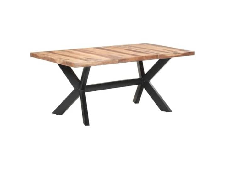 HEFZGDB Massivholz Esstisch 180x90x75 cm Honigfarben Industrial Style aus Akazien- und Kautschukholz mit Stahlgestell Handgefertigt
